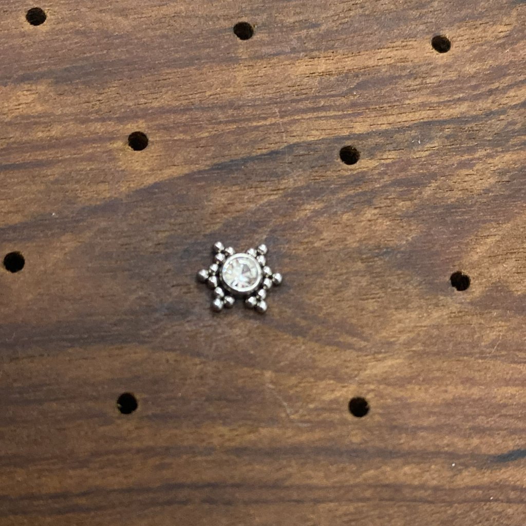 PI0035PO Labret Aço 316L - Zircônia Cristal