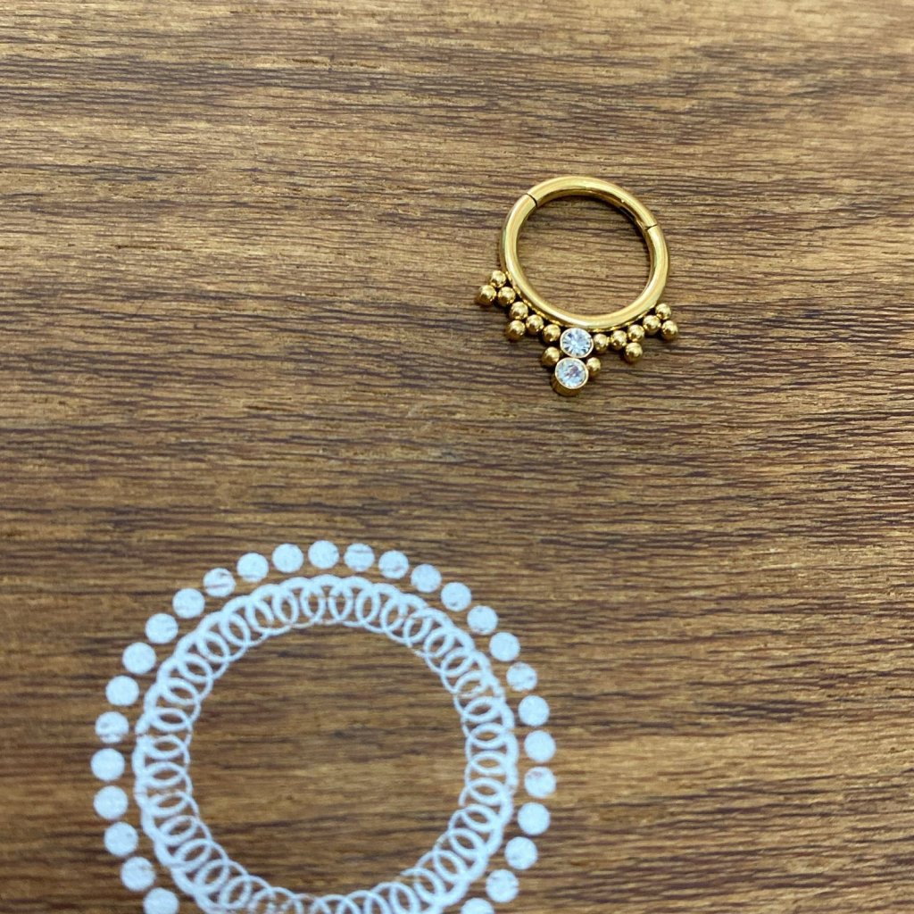 PM0020GO Segmento Aço PVD Gold - Zircônia Cristal