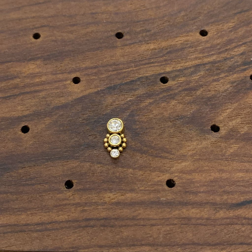 PN0031GO Labret Aço PVD Gold - Zircônia Cristal