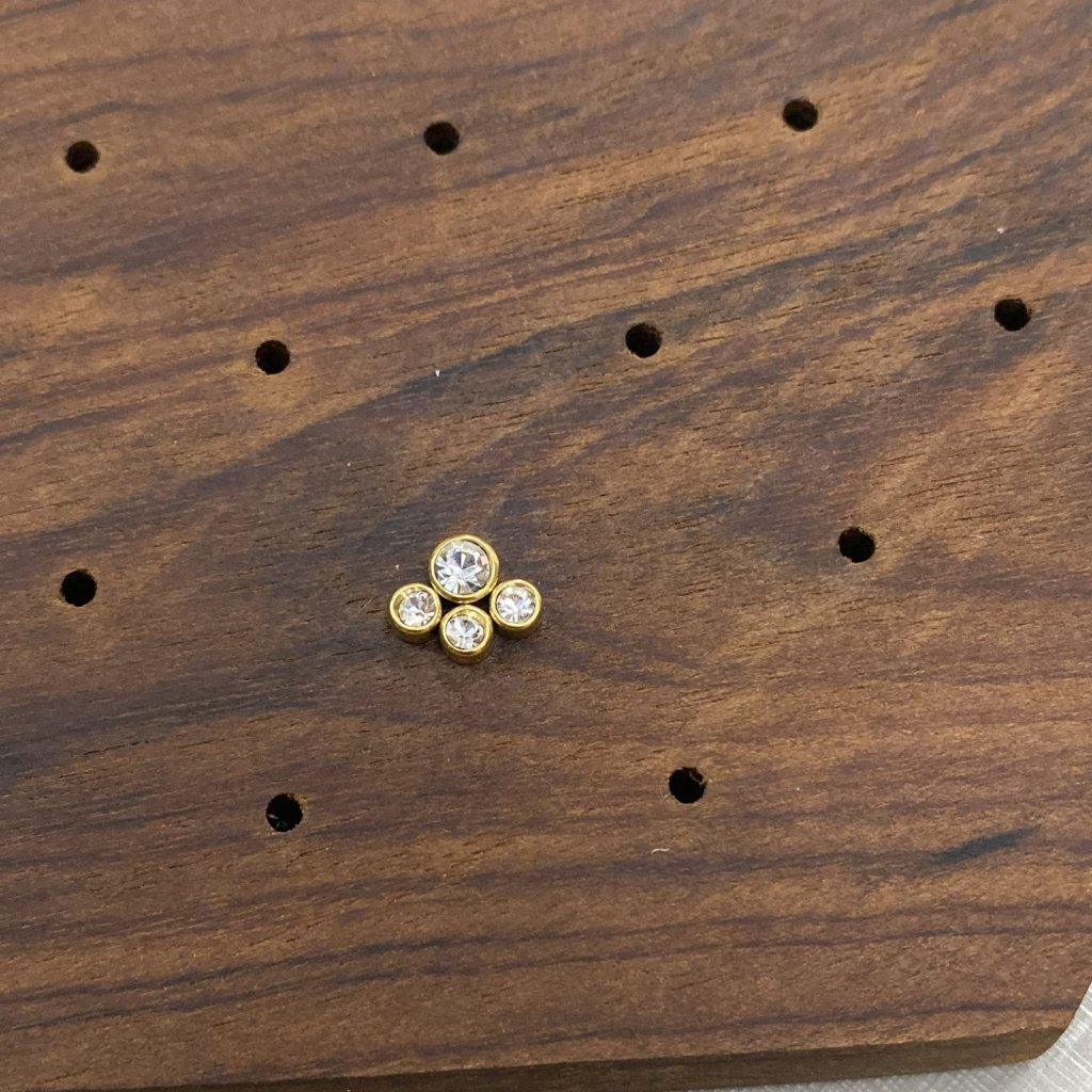 PN0037GO Labret Aço PVD Gold - Zircônia Cristal