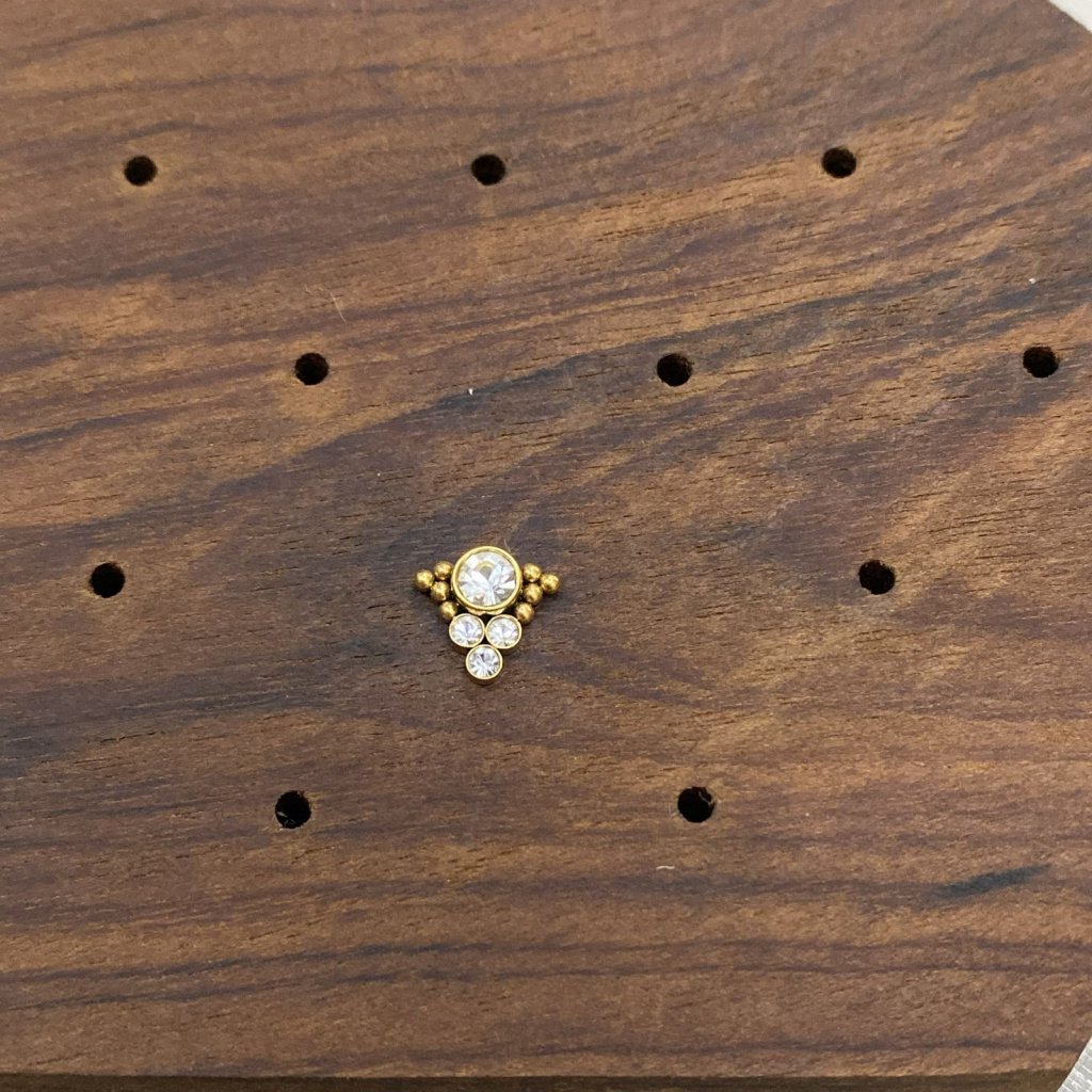 PN0043GO Labret Aço PVD Gold - Zircônia Cristal