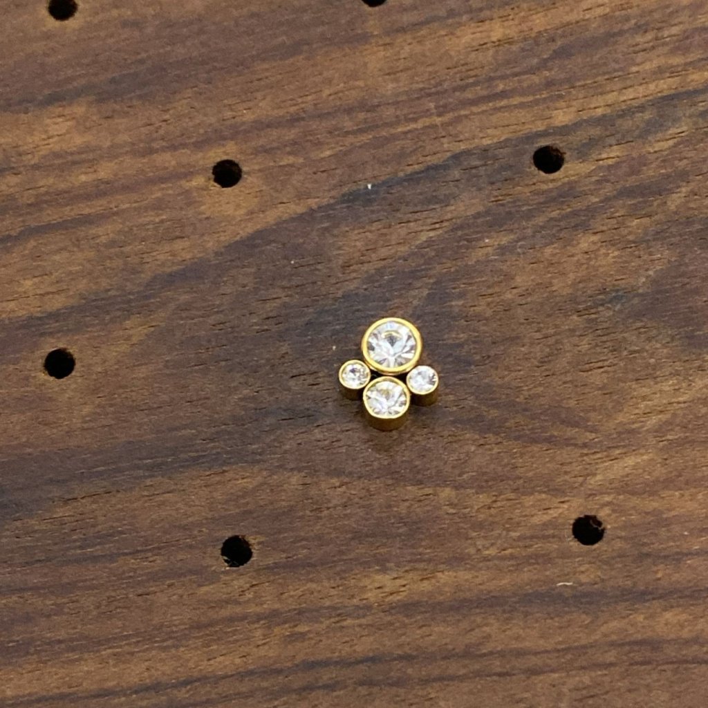 PN0044GO Labret Aço PVD Gold - Zircônia Cristal