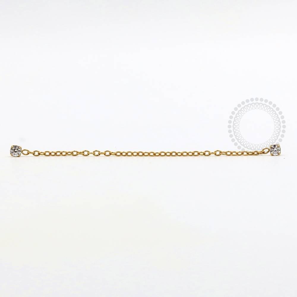TN768 - TOPO PINGENTE 2 ZIRCONIAS TITANIO PVD GOLD 