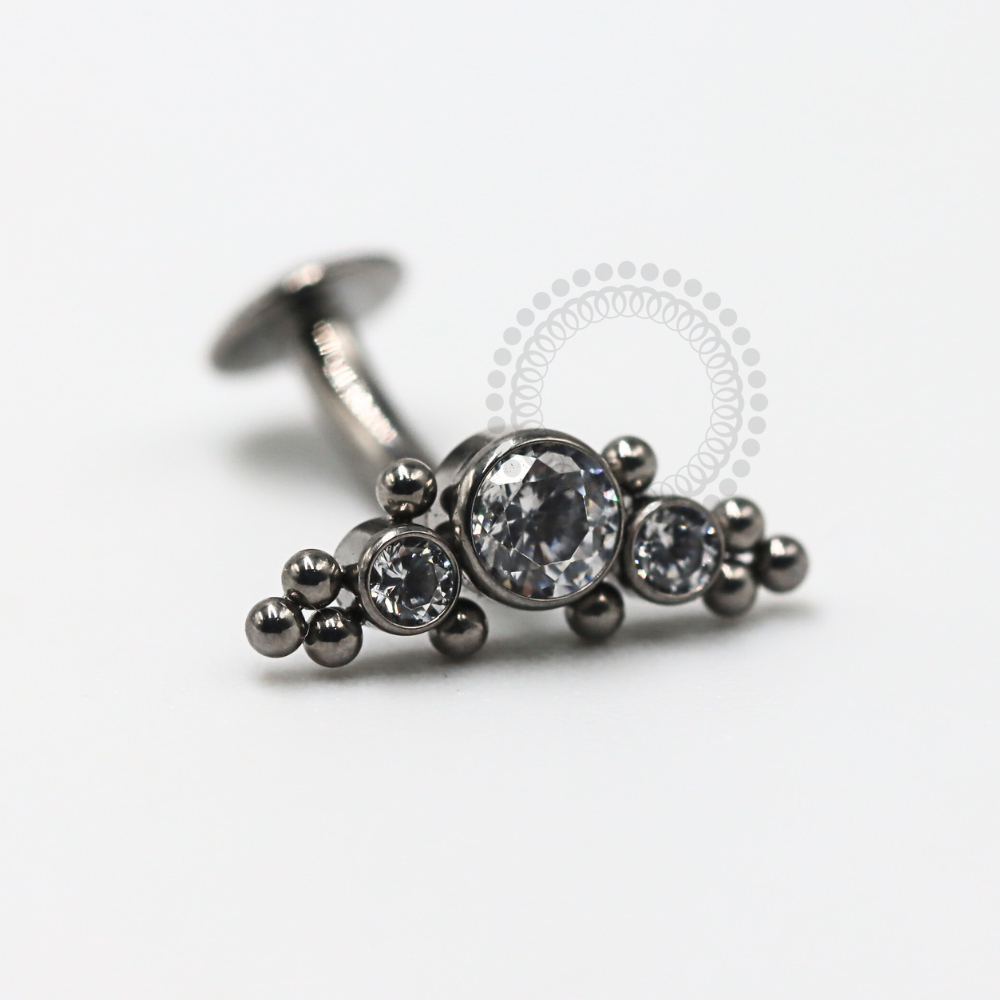 TN1151 Navel Push Pin Titânio F-136 - Zircônia 