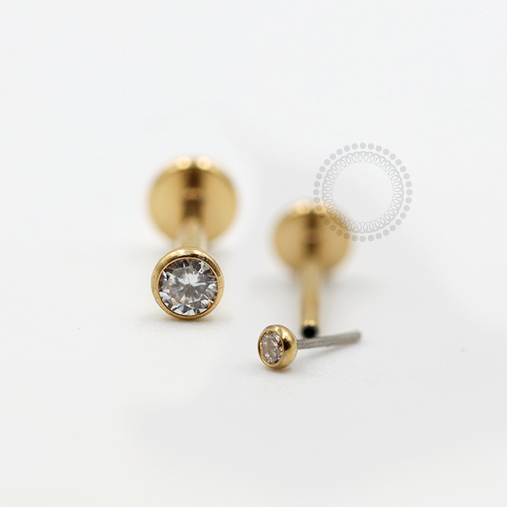 PVD112 Labret Ponto de Luz Push Pin Aço PVD Gold 