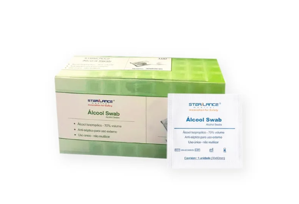 Álcool Swab 70% Saches Lenços Umedecidos Sterilance -  100un 