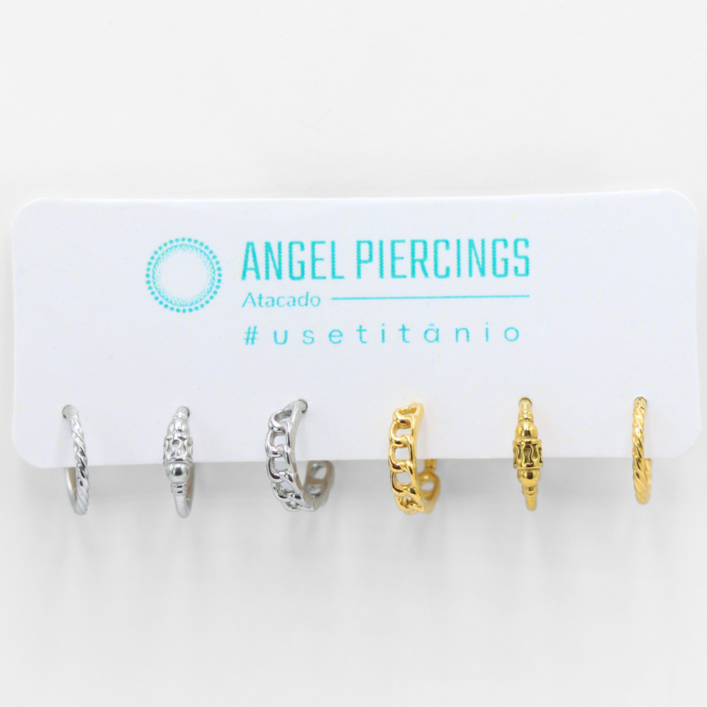 KIT23 Kit argolas - Aço PVD Gold / Aço 316L