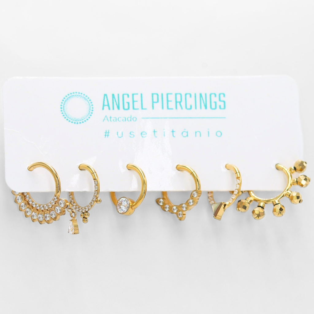 KIT16 Kit argolas - Titânio PVD Gold