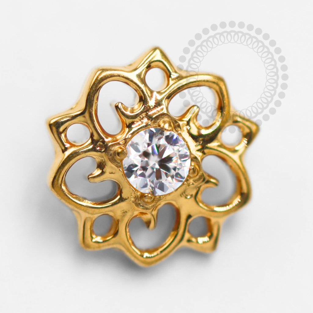 TN1440 Topo Titânio PVD Gold - Zircônia Cristal