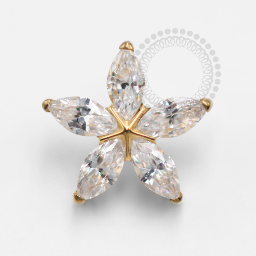 TN1362 Topo Titânio PVD Gold - Flor 