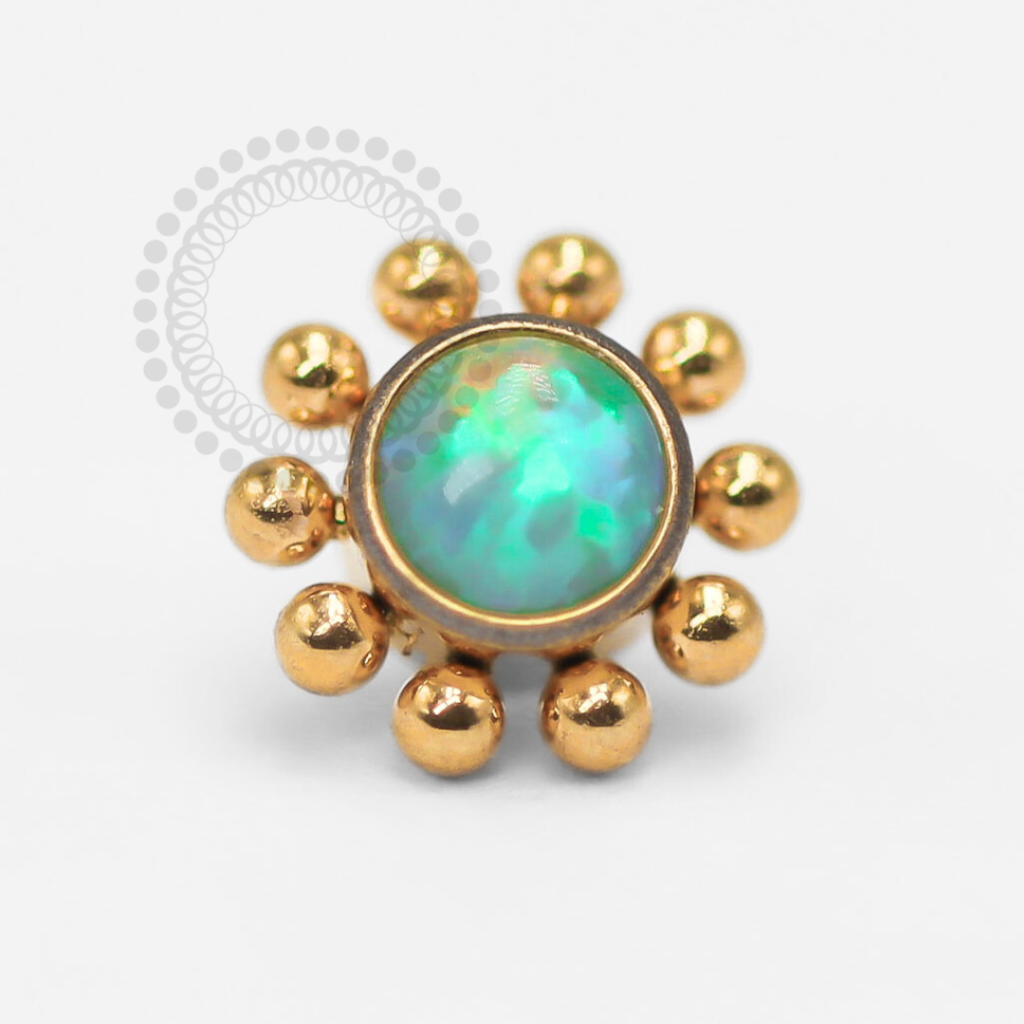 TN1339 - Topo Titânio PVD Gold - Opala Verde