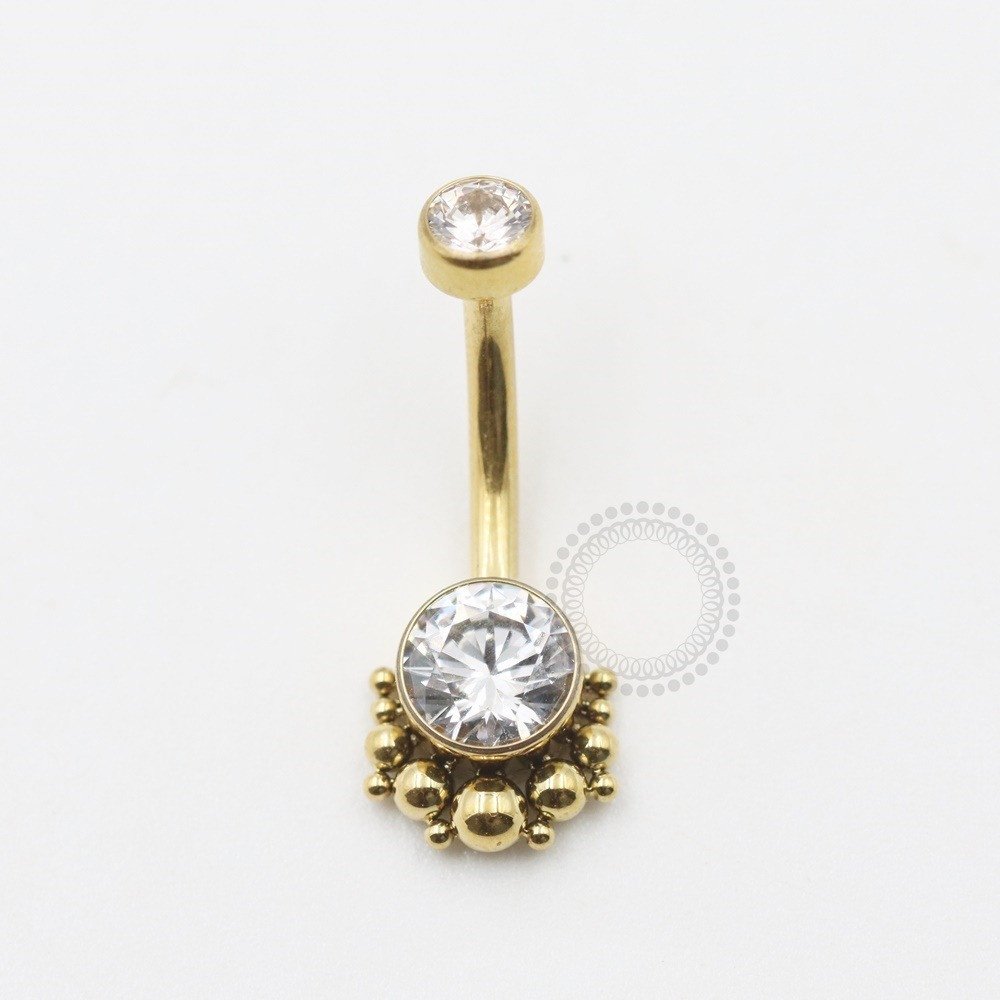 TN584 Navel titânio PVD Gold - Zircônia