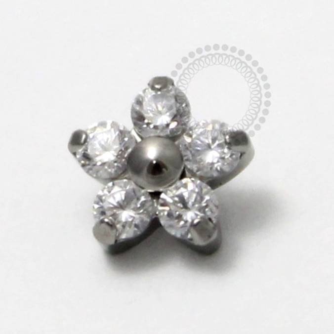TS02-1 Topo Flor Swarovski Titânio - CRISTAL