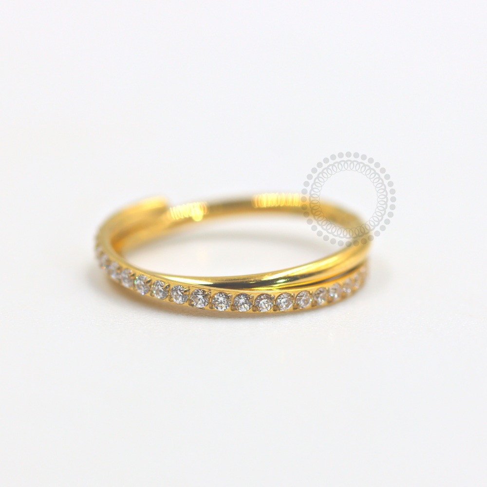 TN685 Argola Titânio PVD Gold - Zircônia Cúbica 