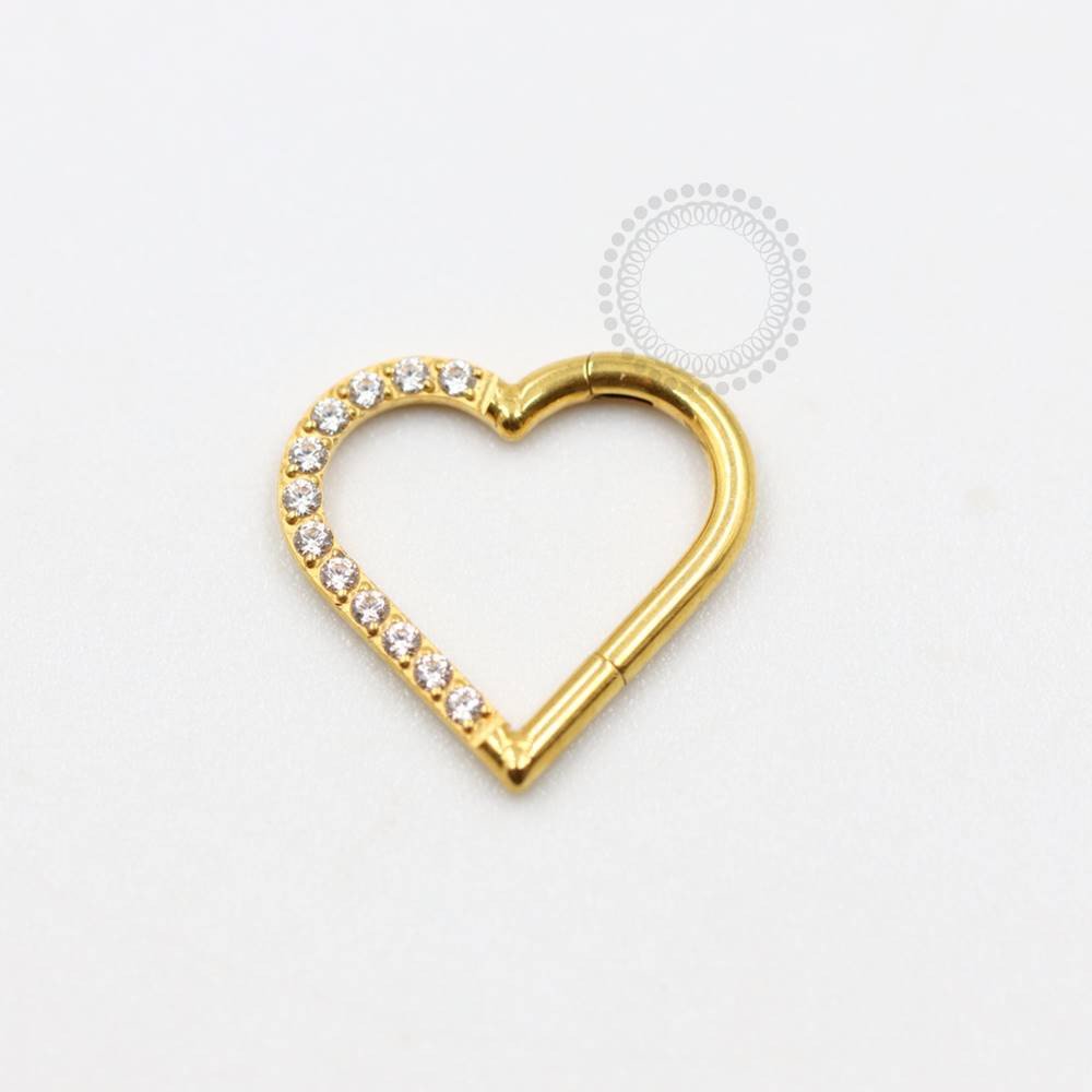 TN989 Argola Daith Coração - Titânio PVD Gold