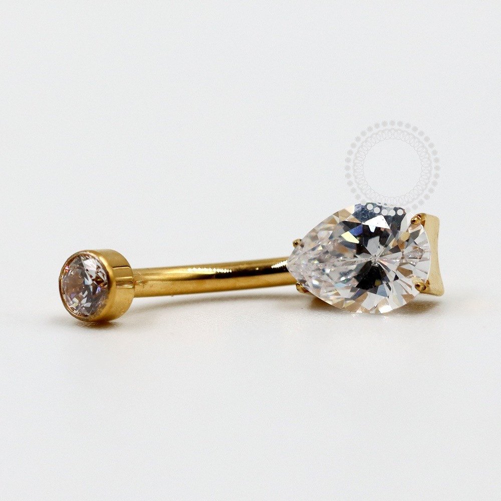 TN1090-1 Navel Titânio PVD Gold - Zircônia Cúbica