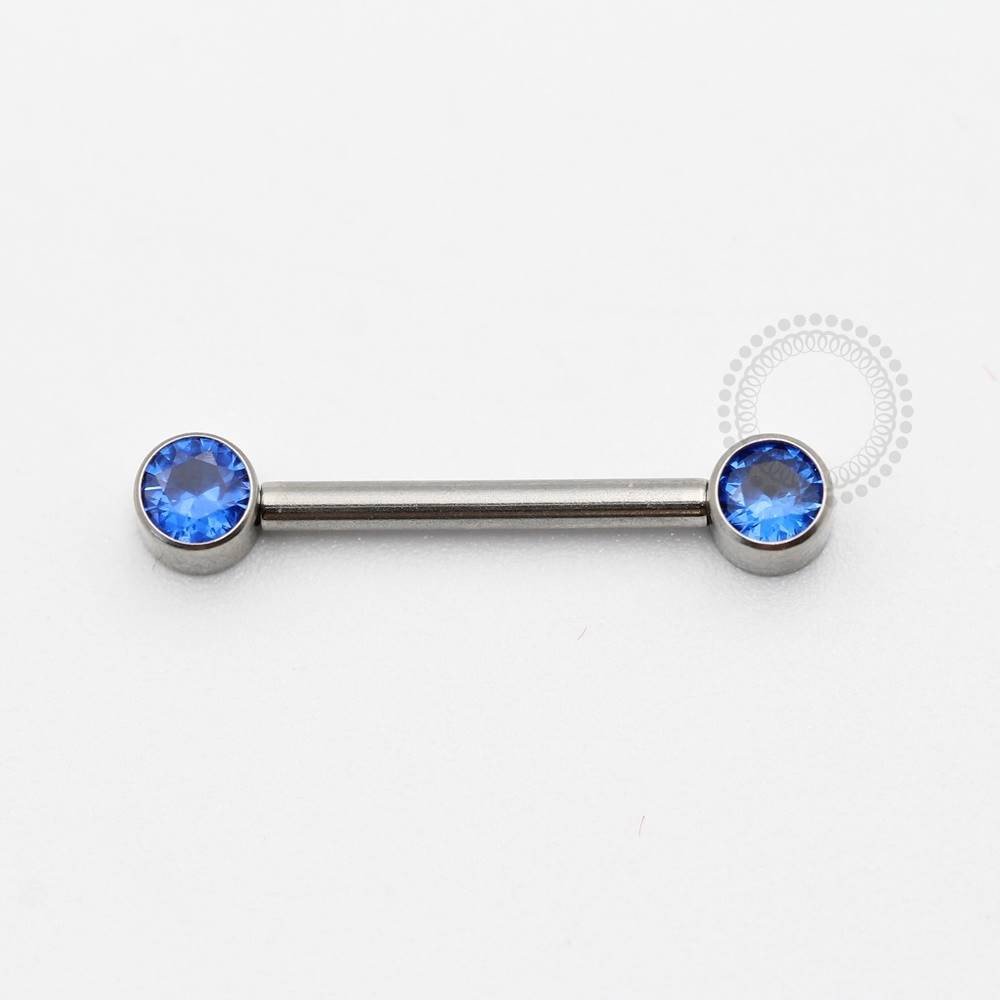 TN607 Nipple Titânio F-136 - Zircônia Cubica Safira