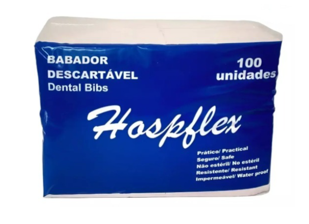 Babador Hospflex Descartável Impermeável Branco 100und - 33cm x 47cm