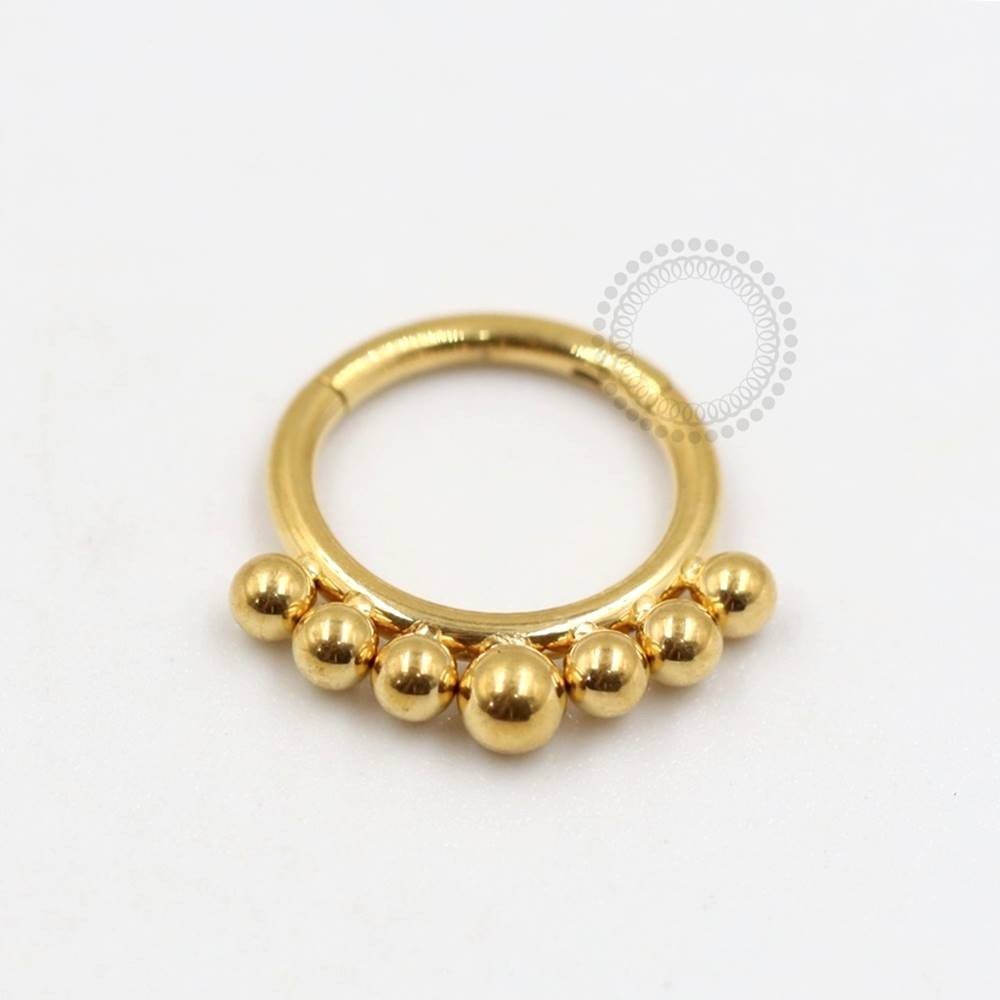 Argola segmentada titânio PVD Gold - TN220