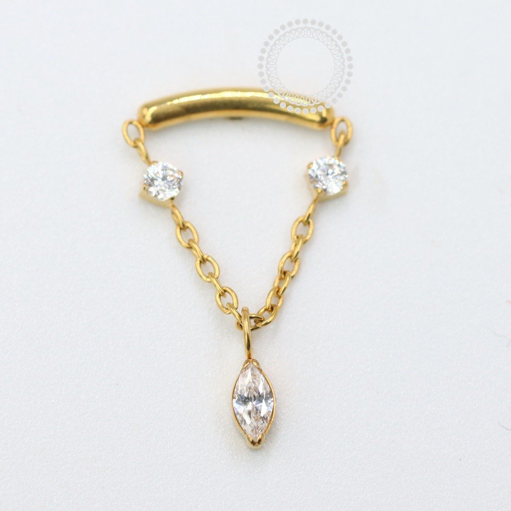 Topo arco com pingente 3 zirconias -tn1516