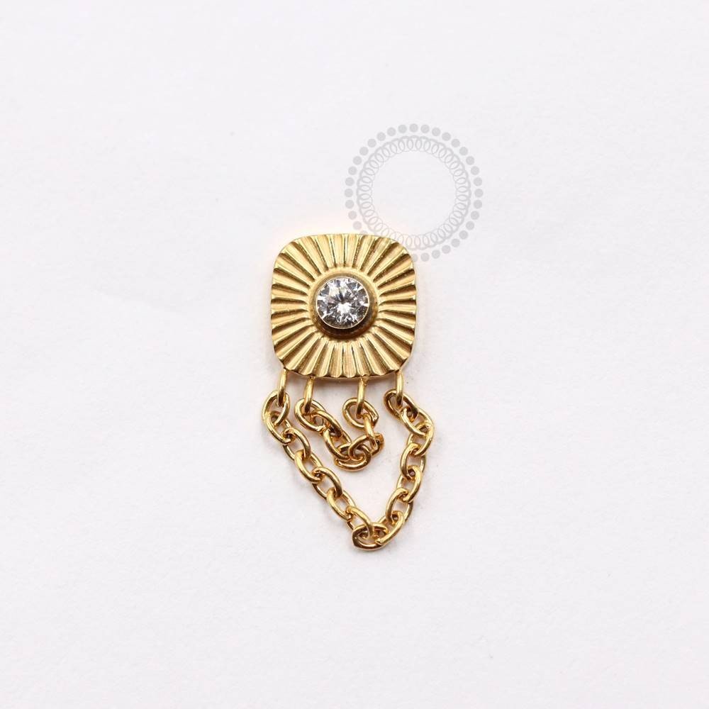 Topo quadrado com zirconia e corrente -TN929