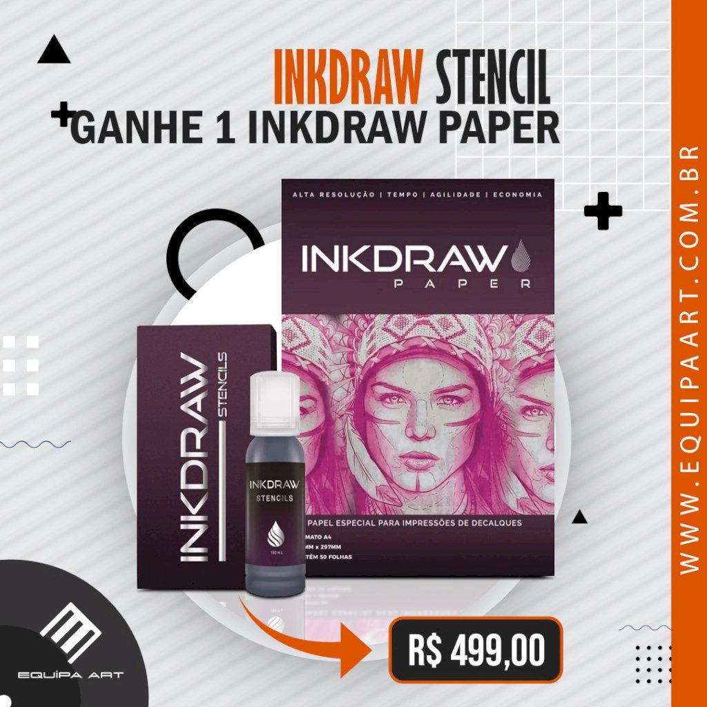 Kit INKDRAW Stencil 150ml + Paper A4 com 50 folhas