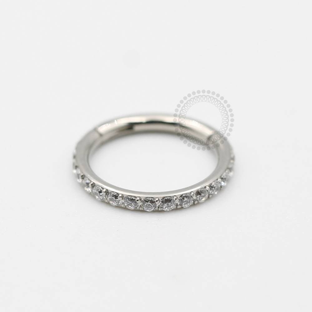 Argola Cravejada Titanio Espessura 1,2mm  Zirconia Cubica cristal