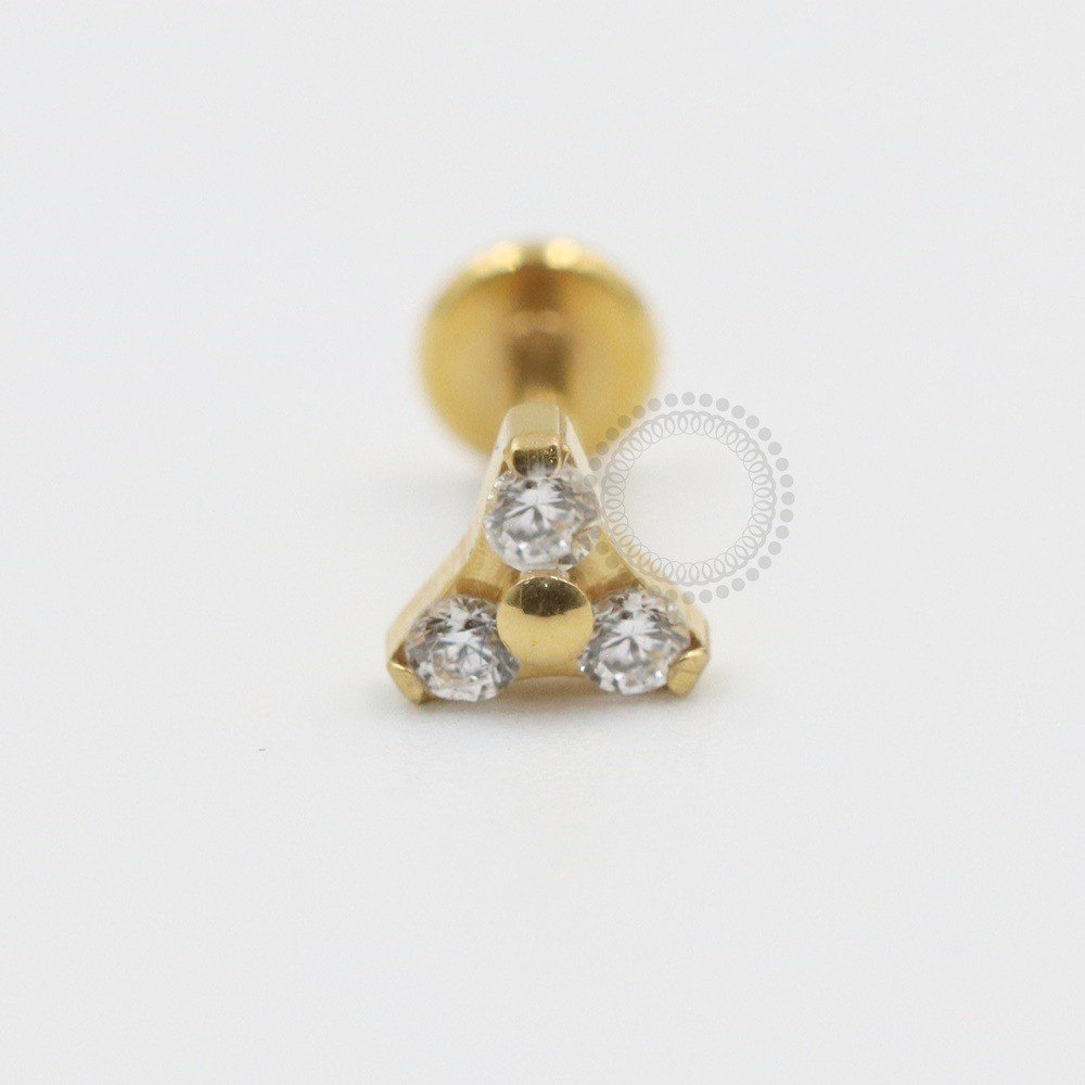 PVD84 Labret Tinity Cristal Aço Gold 