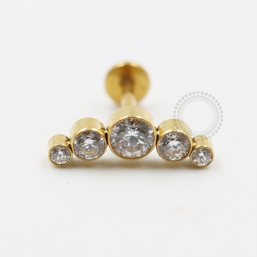 PVD87 Labret Cluster Zirconia Alo Gold