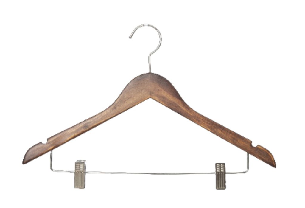 CABIDE MADEIRA ESCURA ADULTO COM PRESILHA CROMADA 