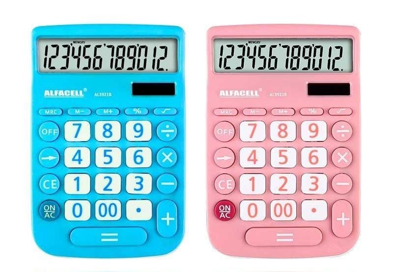 CALCULADORA COLORIDA C/ BOTÃO BRANCO