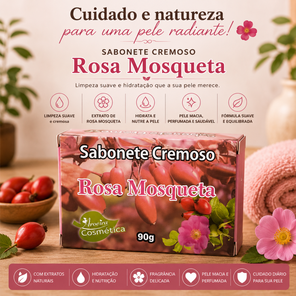 Sabonete em barra de rosa mosqueta