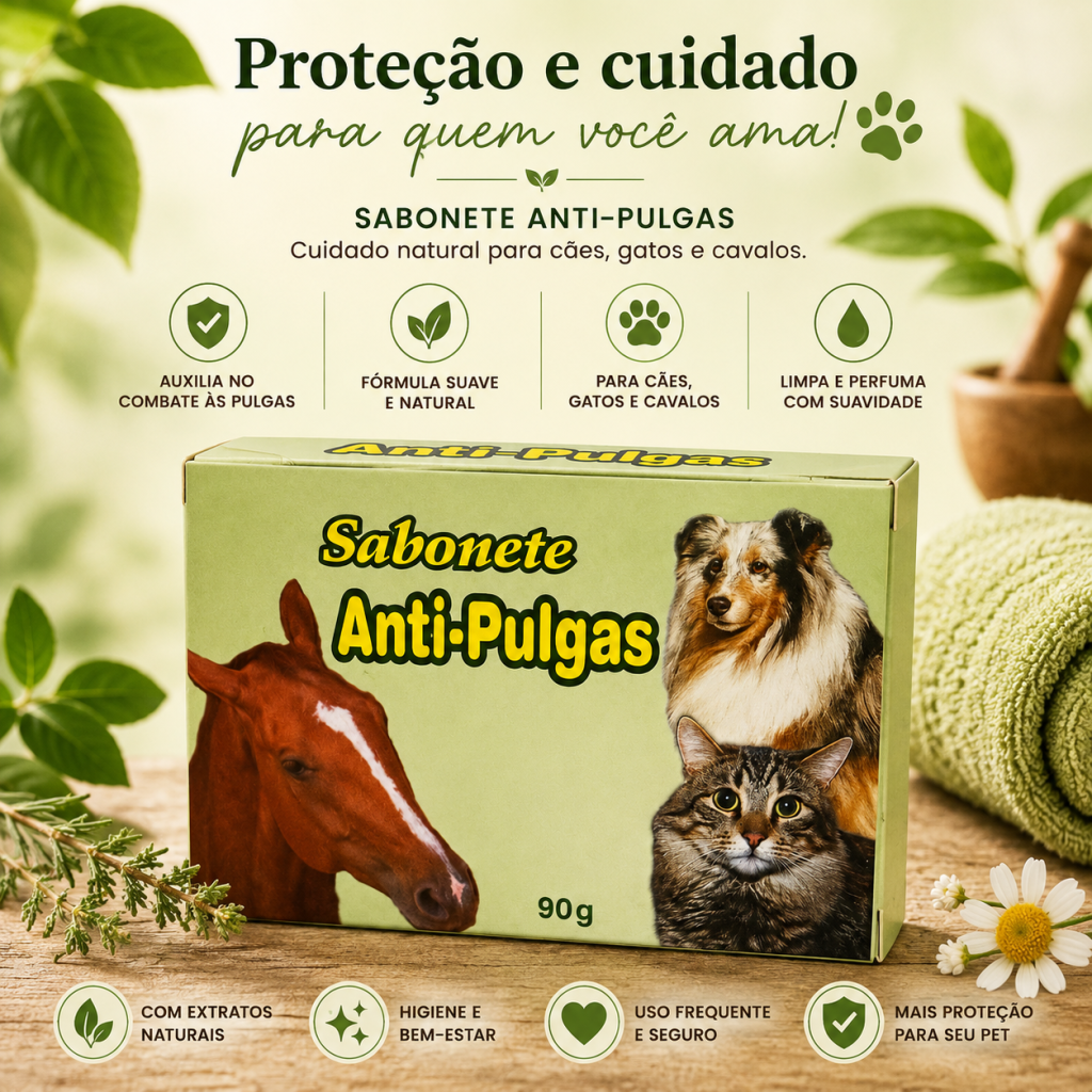 Sabonete em barra anti pulgas 