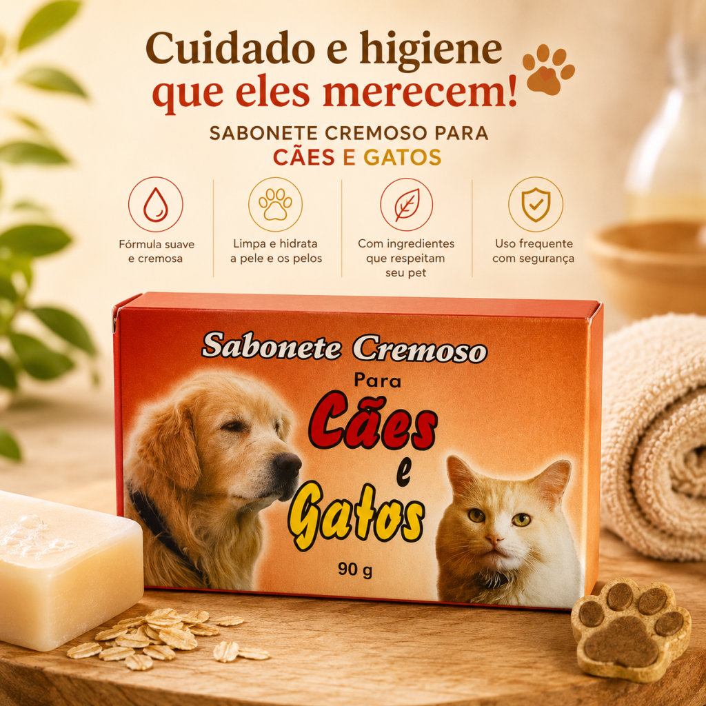 Sabonete em barra para cachorro e gato