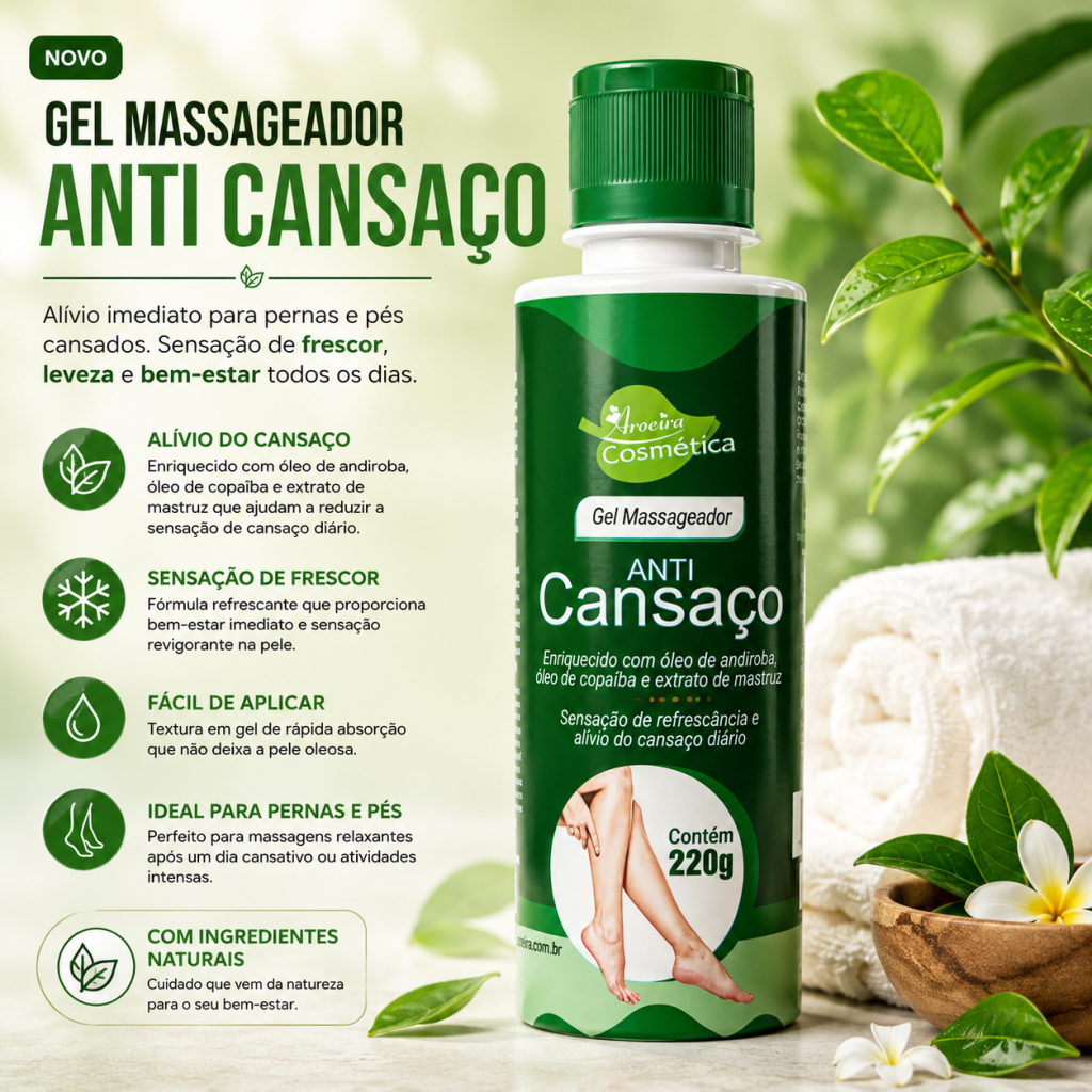Gel massageador anti cansaço 