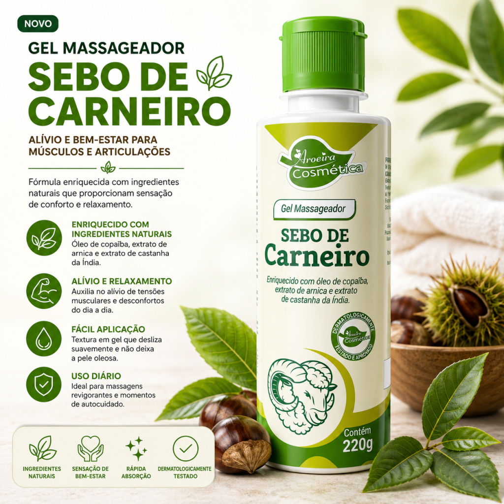 Gel massageador sebo de Carneiro 
