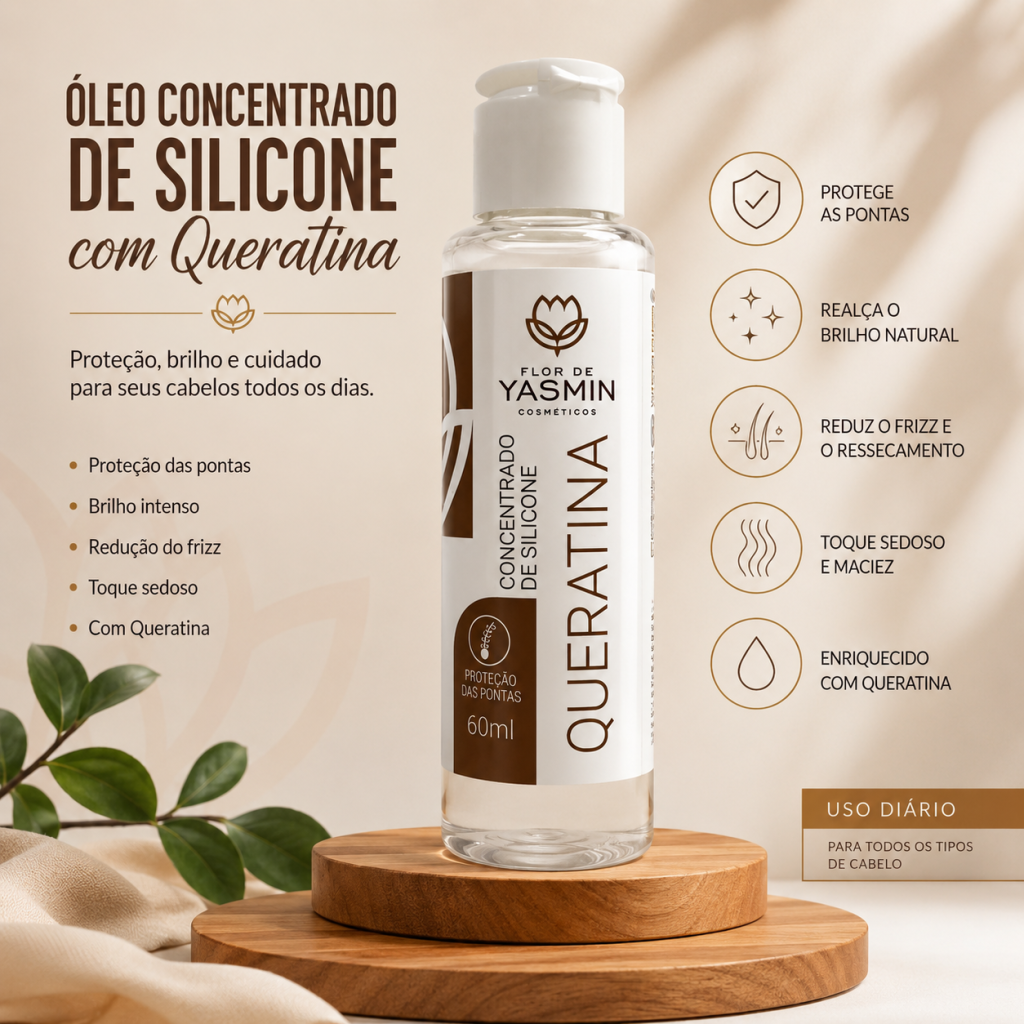 Óleo concentrado de silicone queratina