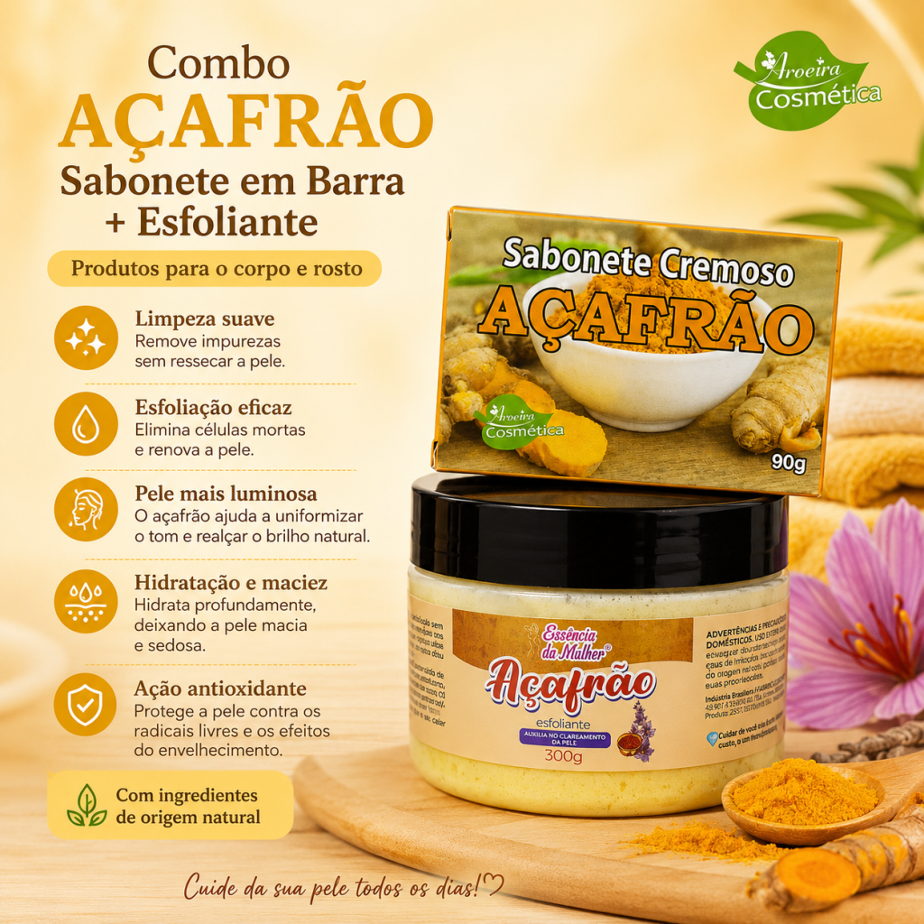Combo esfoliante + sabonete de açafrão 