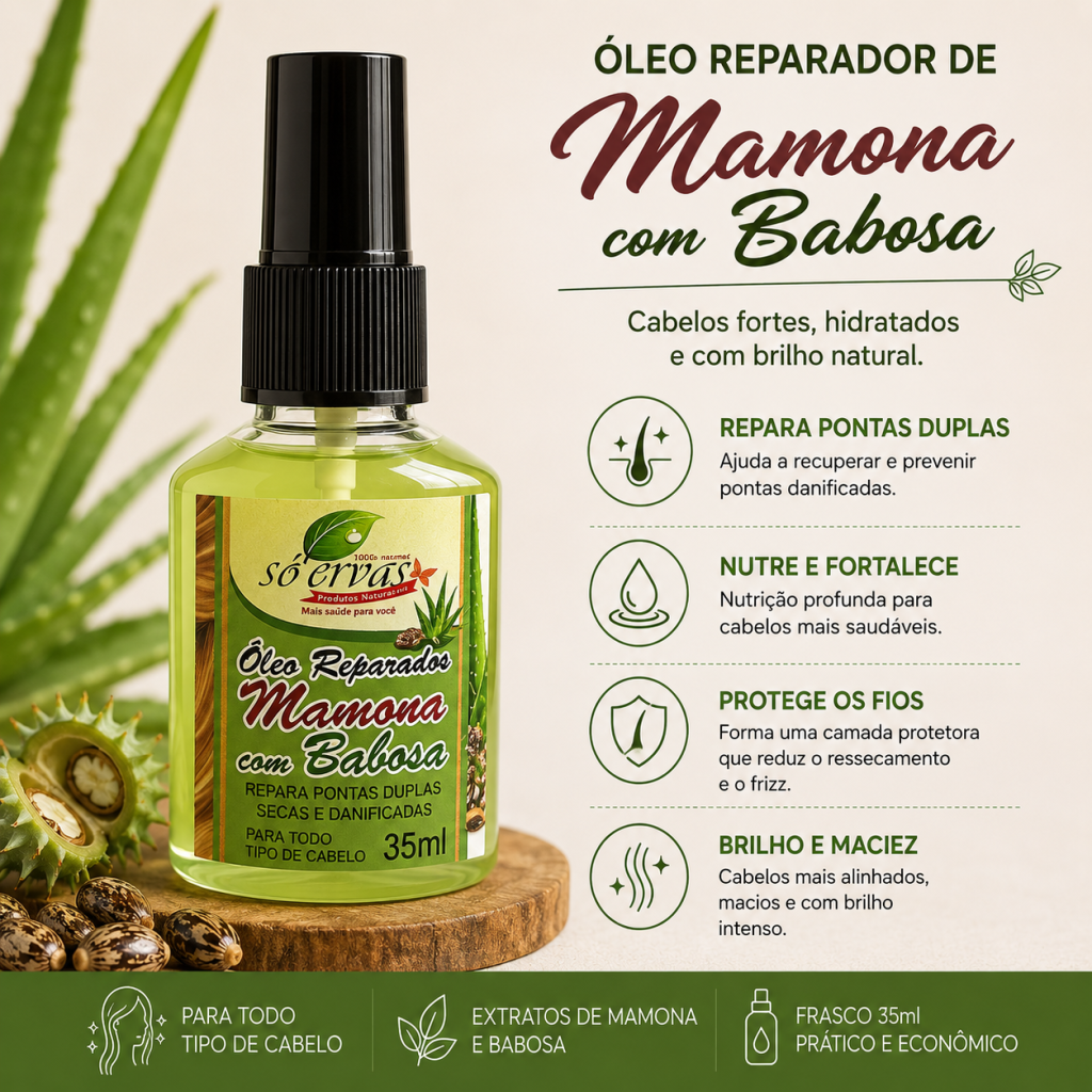 Reparador de pontas mamona com babosa 