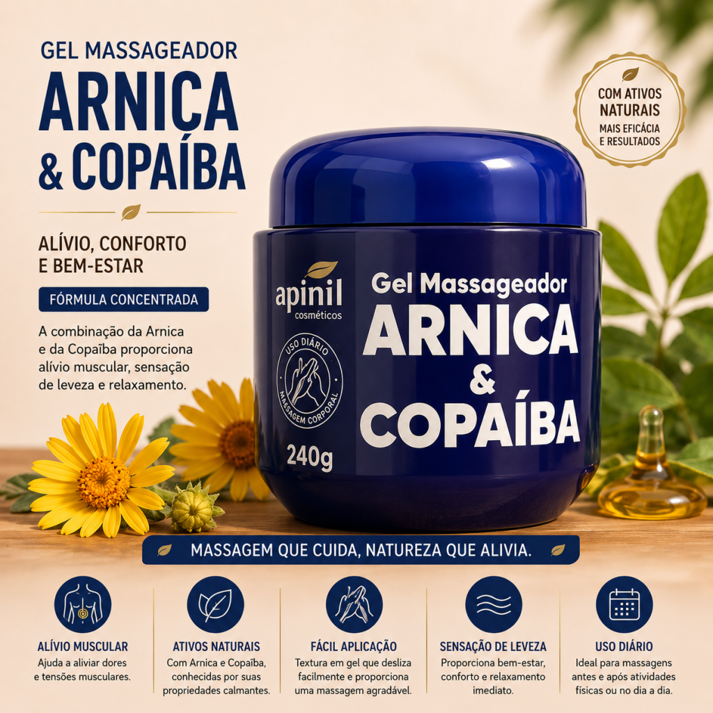 Gel massageador arnica e copaíba 