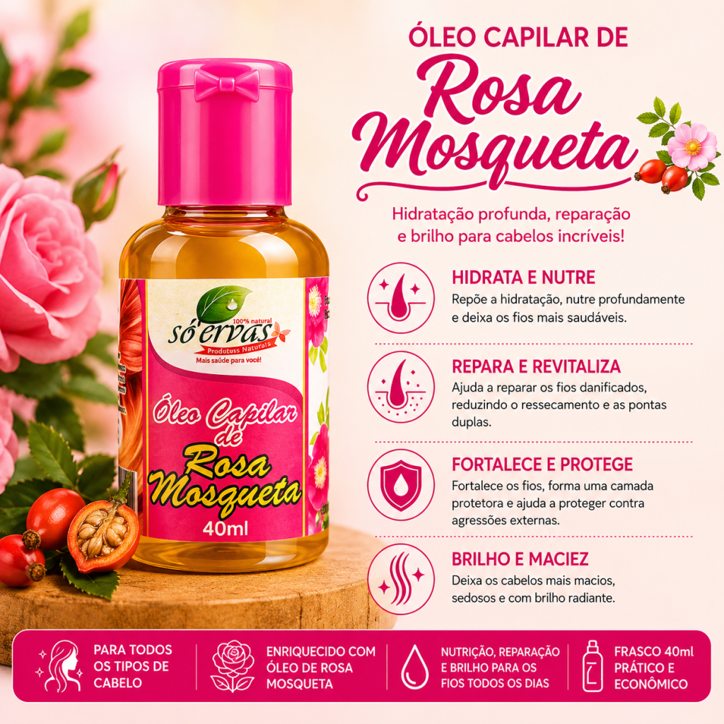 Óleo capilar de rosa mosqueta 