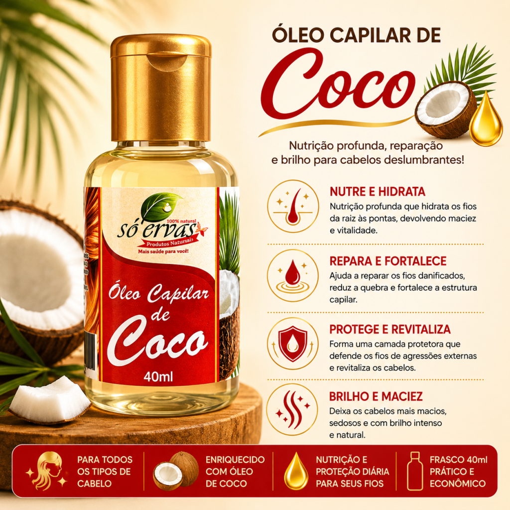 Óleo capilar de coco