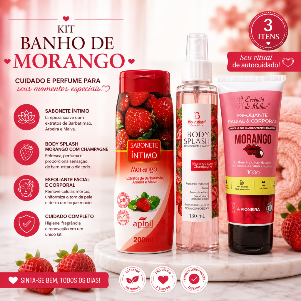 Combo banho morango 