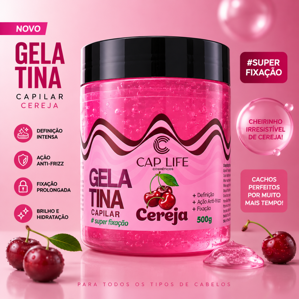 Gelatina capilar cereja 