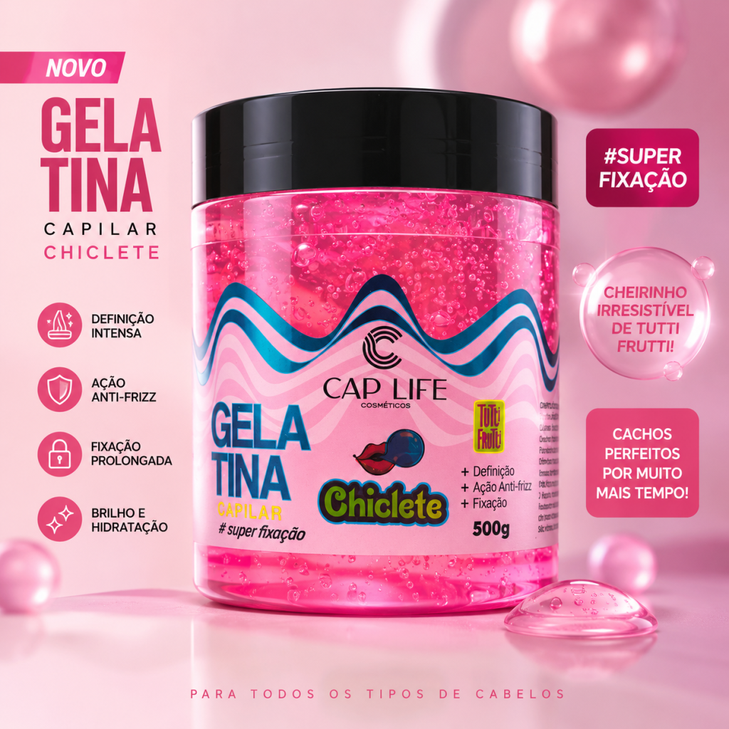 Gelatina capilar chiclete 