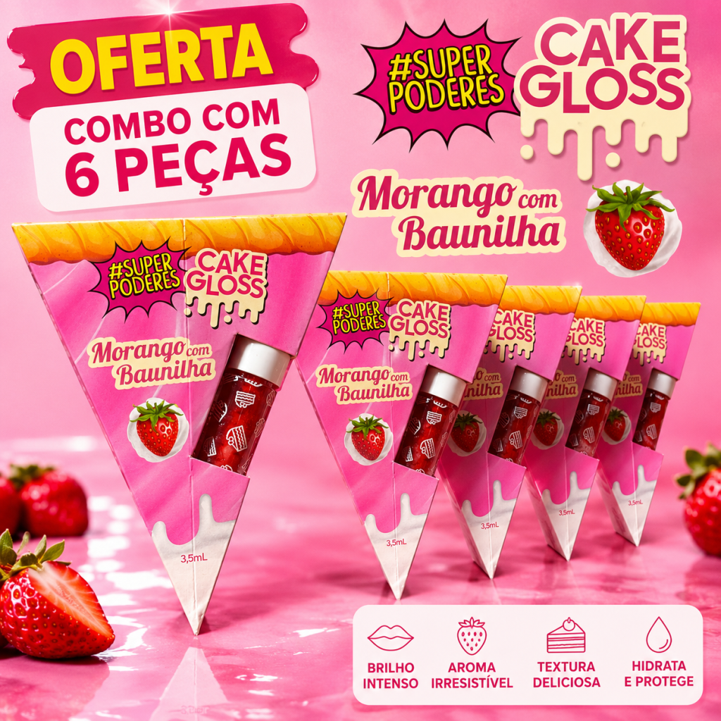 Combo 6 gloss labial de morango 