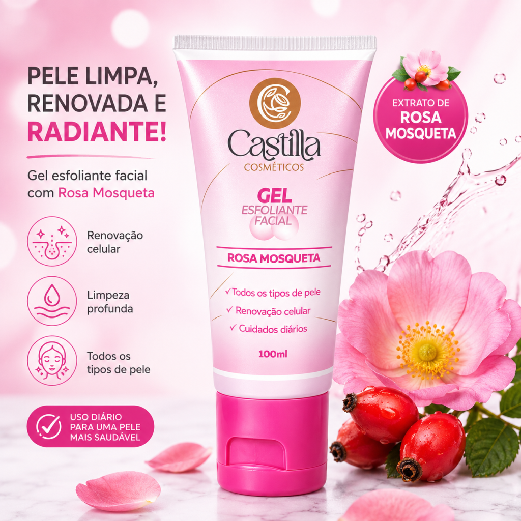 Gel esfoliante facial de rosa mosqueta 