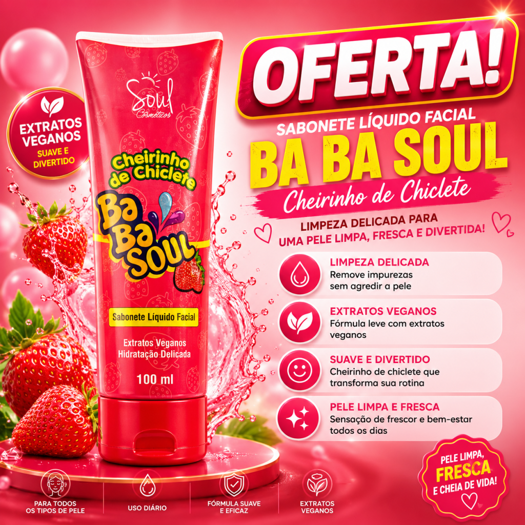 Sabonete facial babasoul de morango 