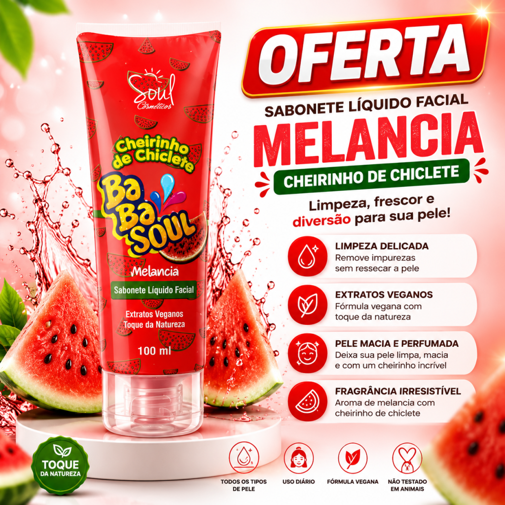 Sabonete facial babasoul de melancia 