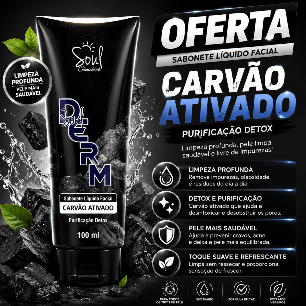 Sabonete facial de carvão ativado 